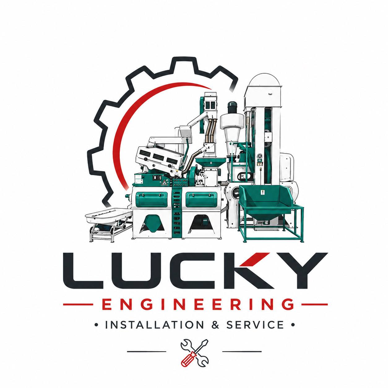 Lucky Engineering Logo and Rice Mill Machinery